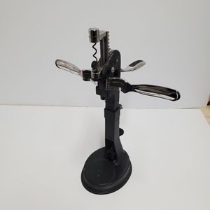Countertop Wine Bottle Opener Suction Cup Corkscrew Adjustable Height Black